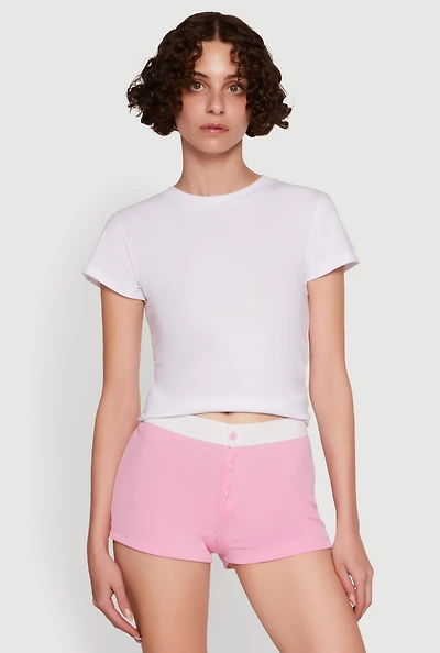 Womens Trendy Ribbed Knit Sleep Shorts,