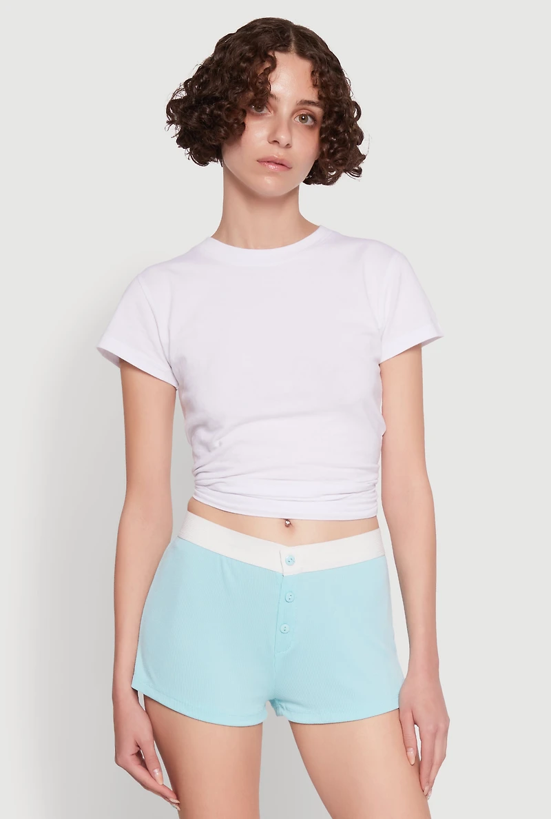 Womens Trendy Ribbed Knit Sleep Shorts,