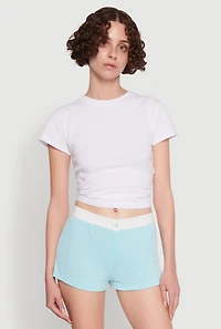 Womens Trendy Ribbed Knit Sleep Shorts,
