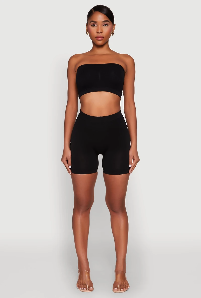 Womens Seamless Shorts, Black, Size S-M