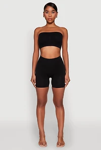 Womens Seamless Shorts, Black, Size S-M