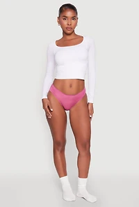 Womens Seamless Bikini Panty - Comfortable Lingerie Underwear, Pink, Size L
