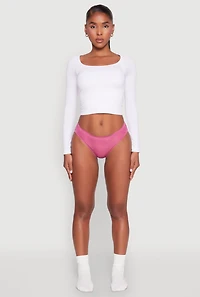 Womens Seamless Bikini Panty - Comfortable Lingerie Underwear, Pink, Size L