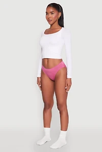 Womens Seamless Bikini Panty - Comfortable Lingerie Underwear, Pink, Size L