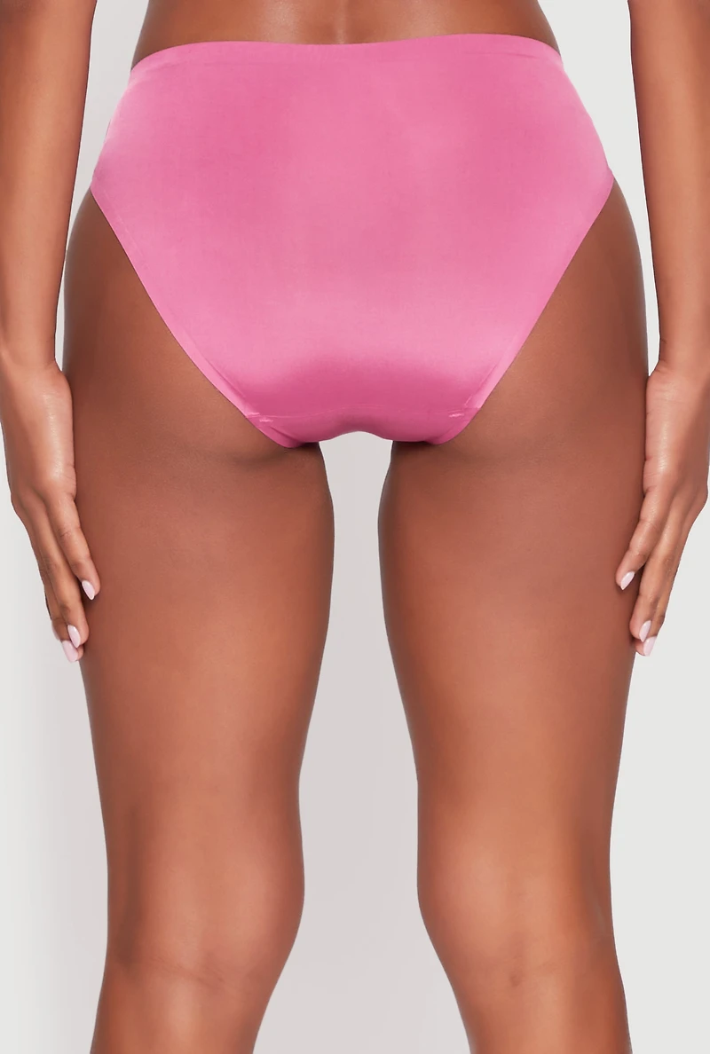 Womens Seamless Bikini Panty - Comfortable Lingerie Underwear, Pink, Size L