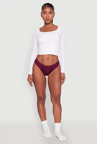 Womens Seamless Bikini Panty - Comfortable Lingerie Underwear, Purple, Size XL