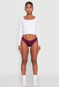 Womens Seamless Bikini Panty - Comfortable Lingerie Underwear, Purple, Size XL