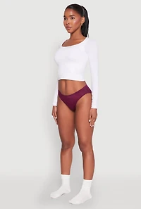Womens Seamless Bikini Panty - Comfortable Lingerie Underwear, Purple, Size XL