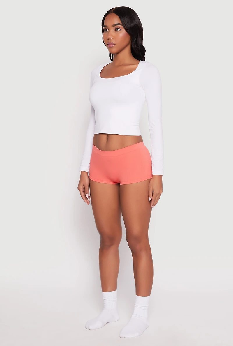 Ribbed Knit Seamless Boyshort Panty