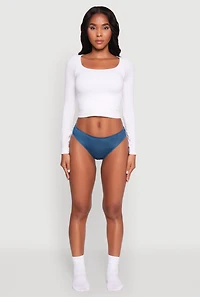 Womens Solid Comfortable Fit Bikini Panty, Blue, Size M