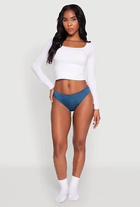 Womens Solid Comfortable Fit Bikini Panty, Blue, Size M