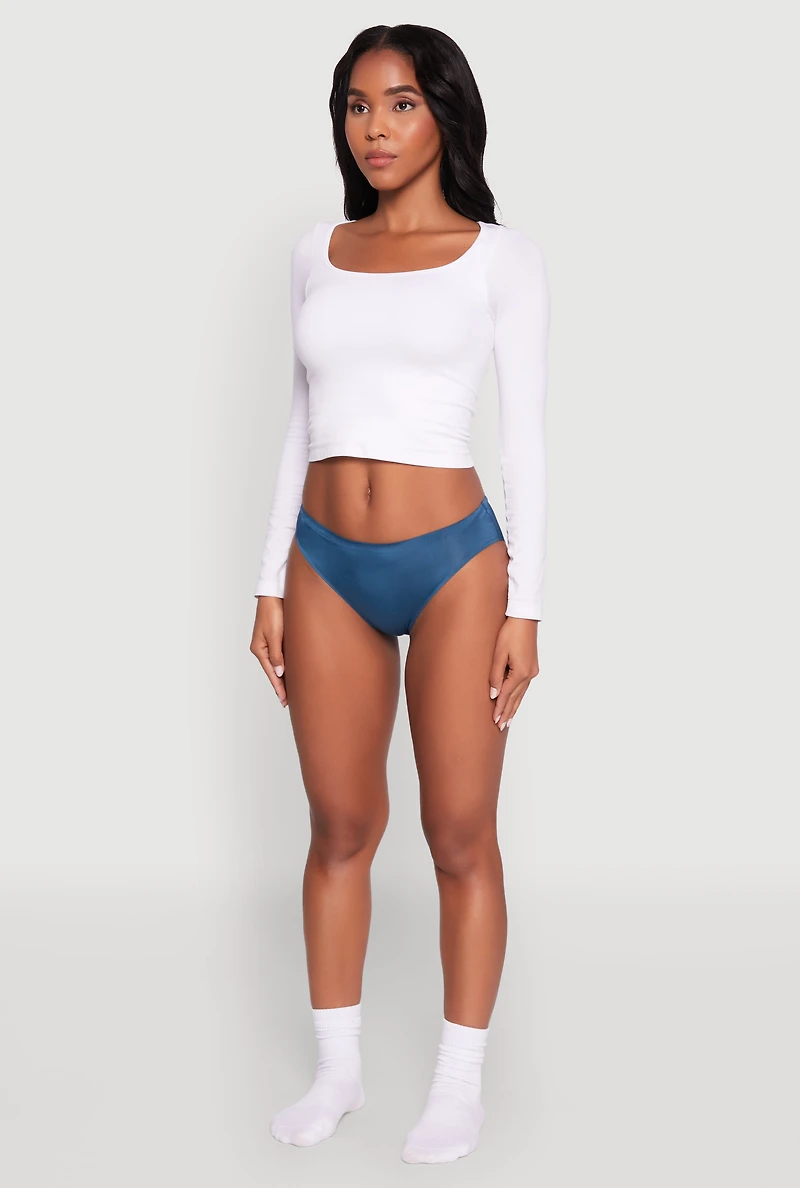 Womens Solid Comfortable Fit Bikini Panty, Blue, Size M