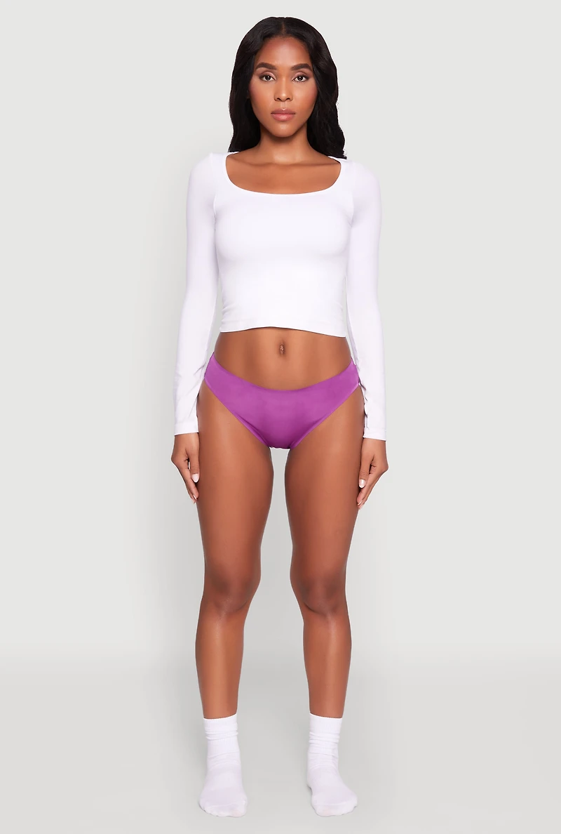 Womens Solid Comfortable Fit Bikini Panty, Purple,