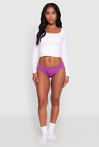 Womens Solid Comfortable Fit Bikini Panty, Purple, Size L