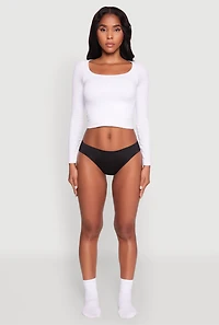 Womens Seamless Laser Cut Bikini Panty, Black,