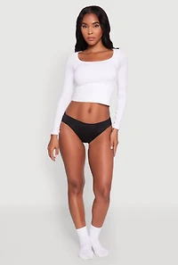 Womens Seamless Laser Cut Bikini Panty, Black,