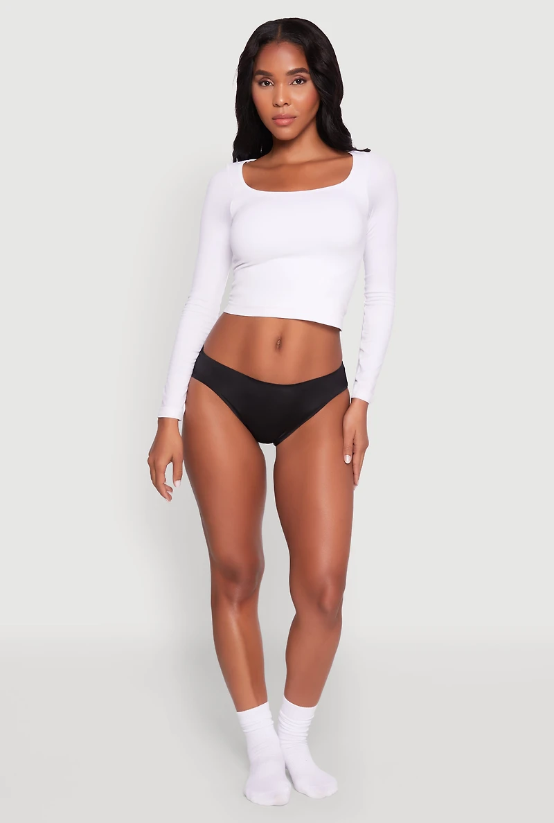Womens Seamless Laser Cut Bikini Panty, Black, Size L
