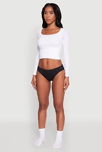 Womens Seamless Laser Cut Bikini Panty, Black,