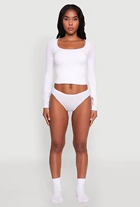 Womens Laser Cut Seamless Bikini Panty, White, Size M
