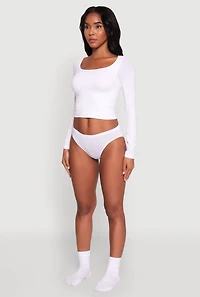 Womens Laser Cut Seamless Bikini Panty, White, Size M