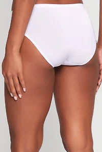 Womens Laser Cut Seamless Bikini Panty, White, Size M