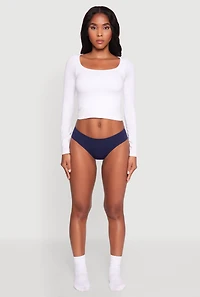 Womens Seamless Ribbed Knit Bikini Underwear,