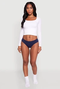 Womens Seamless Ribbed Knit Bikini Underwear,