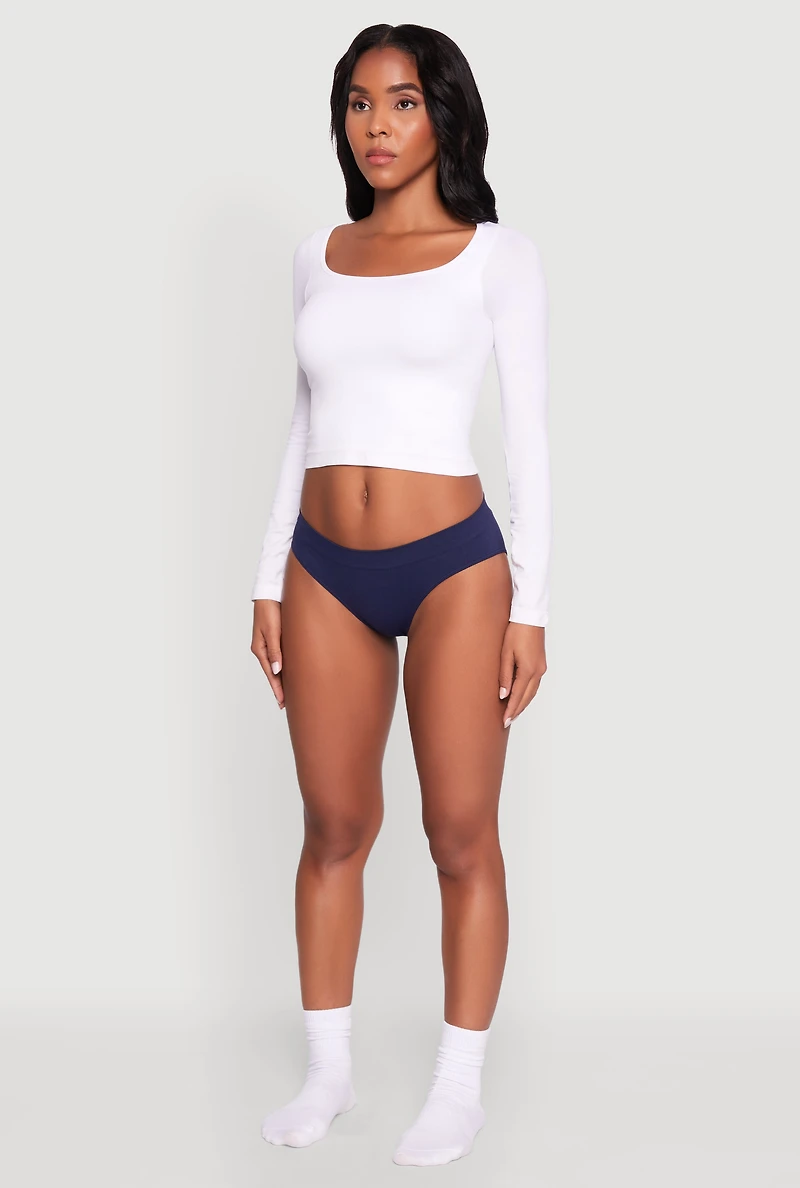 Womens Seamless Ribbed Knit Bikini Underwear,