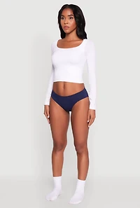 Womens Seamless Ribbed Knit Bikini Underwear,