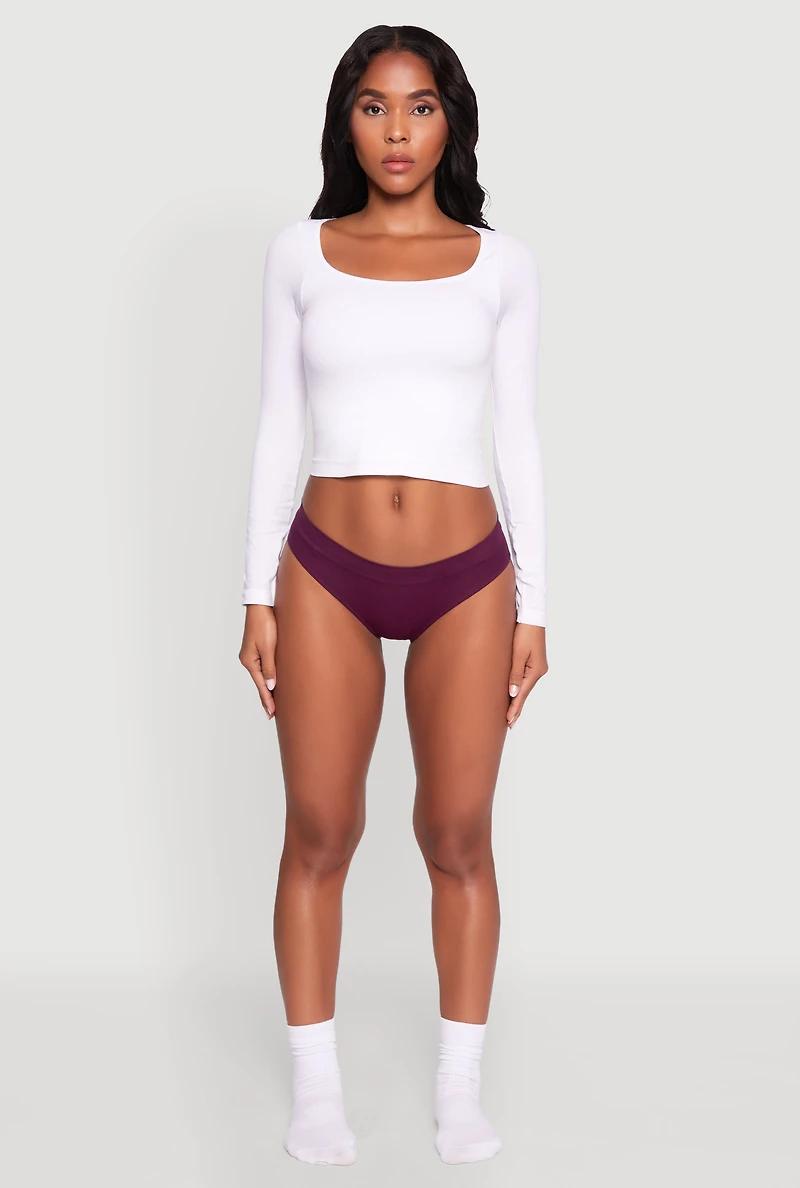 Seamless Ribbed Knit Bikini Underwear