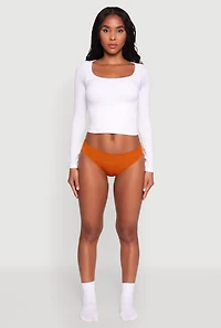 Womens Seamless Solid Bikini Panty, Orange, Size L