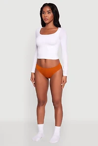 Womens Seamless Solid Bikini Panty, Orange, Size L