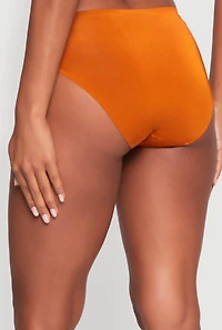 Womens Seamless Solid Bikini Panty, Orange, Size L