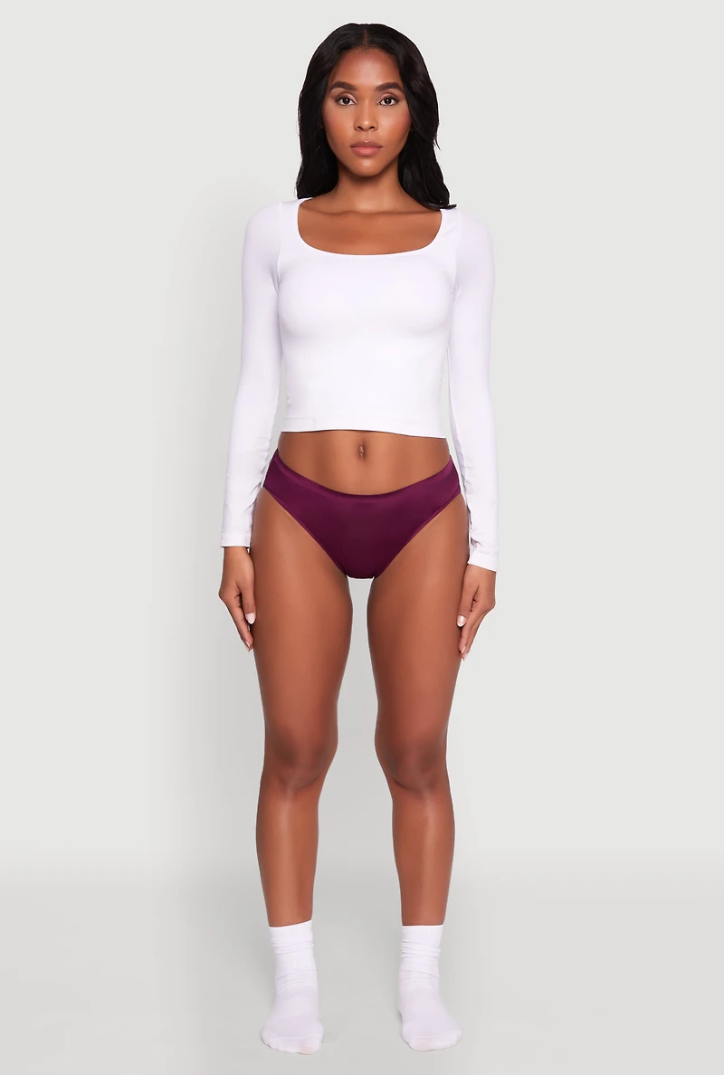 Womens Seamless Solid Bikini Panty, Purple, Size L