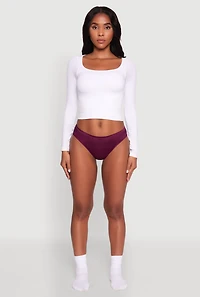 Womens Seamless Solid Bikini Panty, Purple, Size L