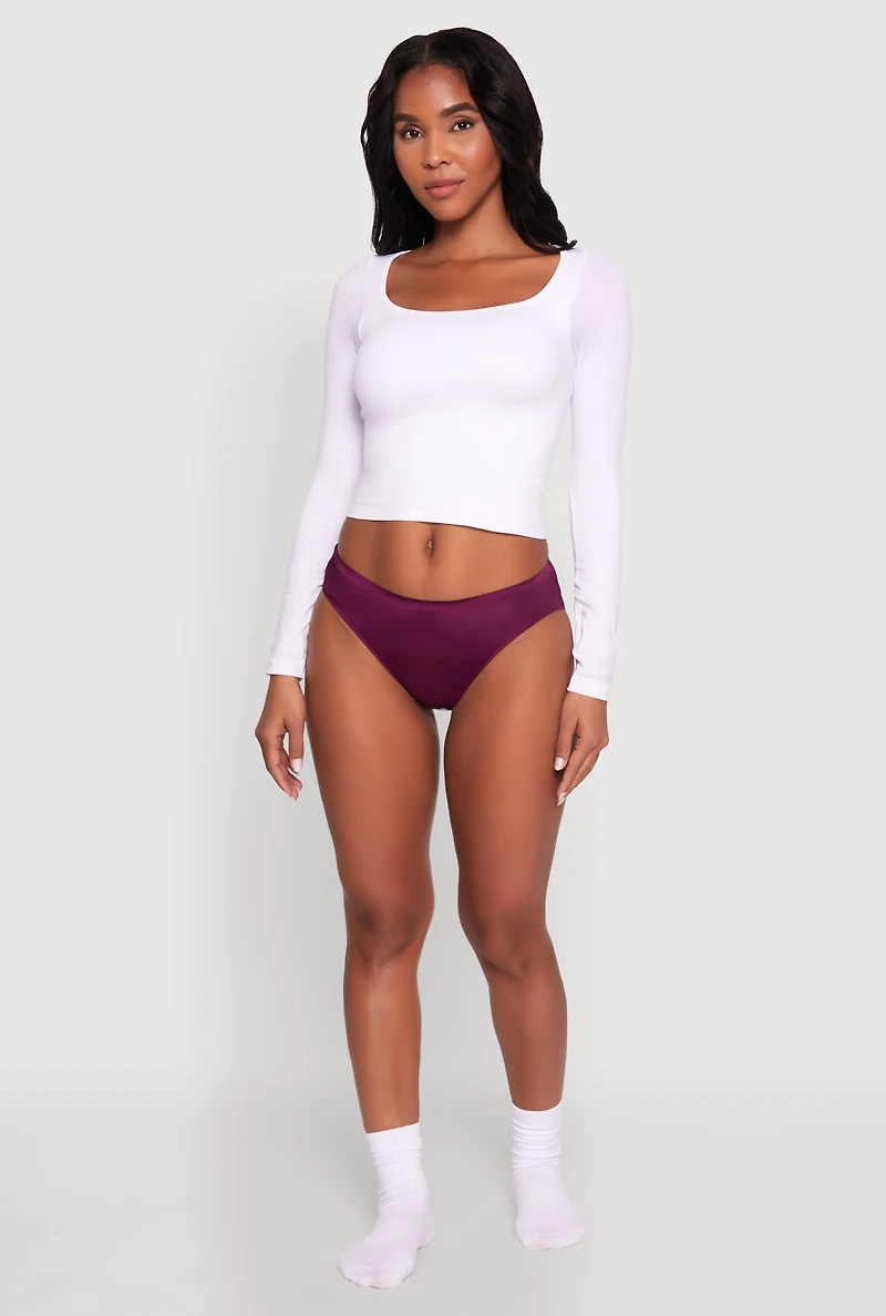 Womens Seamless Solid Bikini Panty, Purple, Size XL