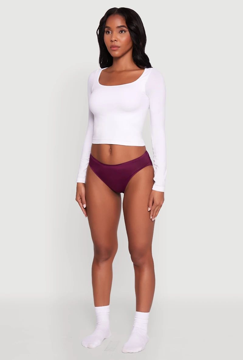 Womens Seamless Solid Bikini Panty, Purple, Size XL