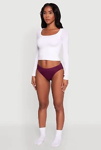 Womens Seamless Solid Bikini Panty, Purple, Size XL