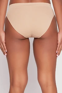 Womens Ribbed Knit Seamless Bikini Panty, Beige, Size XL