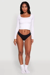 Seamless Ribbed Knit Solid Bikini Panty