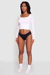 Seamless Ribbed Knit Solid Bikini Panty