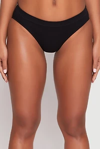 Womens Seamless Hip Rise Bikini Panty, Black, Size M