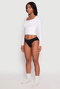 Womens Seamless Hip Rise Bikini Panty, Black, Size M