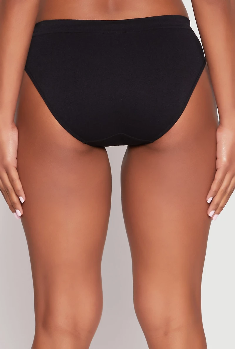 Womens Seamless Hip Rise Bikini Panty, Black, Size XL