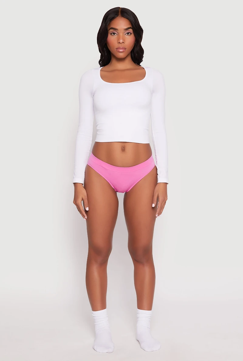 Womens Seamless Bikini Panty, Pink, Size L