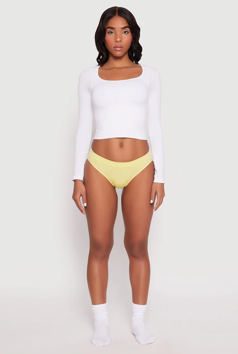 Womens Seamless Bikini Panty, Yellow, Size L