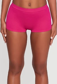 Womens Seamless Ribbed Knit Comfort Boyshort Panty, Pink,