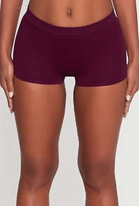 Womens Seamless Ribbed Knit Comfort Boyshort Panty, S