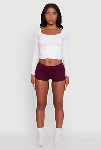 Womens Seamless Ribbed Knit Comfort Boyshort Panty, S
