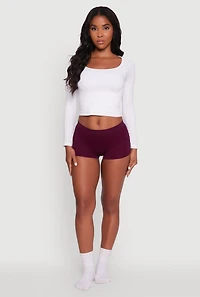 Womens Seamless Ribbed Knit Comfort Boyshort Panty, S
